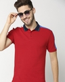 Shop Chili Pepper Contrast Shoulder Cut & Sew Polo-Front