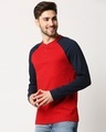 Shop Men's Red & Blue Color Block Henley T-shirt-Design