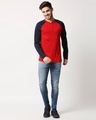 Shop Men's Red & Blue Color Block Henley T-shirt