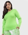 Shop Chilled Out Green Plus Size Full Sleeve T-shirt-Front