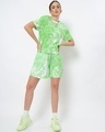 Shop Women's Chilled Out Green Tie & Dye Flared Shorts-Full