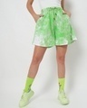 Shop Chilled Out Green Tie & Dye Flared Shorts-Front