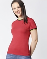 Shop Chilli Pepper Women Half sleeve Plain Rib T-Shirt-Front