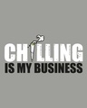 Shop Chilling Business Full Sleeve T-Shirt Meteor Grey