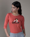 Shop Chilling Mickey Round Neck 3/4th Sleeve T-Shirt (DL)-Front