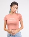 Shop Choose Happiness Round Neck Crop Top T-Shirt-Front