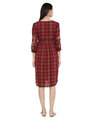 Shop Chequered Floral Embroidered Midi Dress For Women's-Full