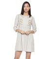 Shop Floral Embroidered Grey Dress For Women's-Front