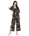 Shop Women's Floral Shrubs Black Slit Jumpsuit-Front