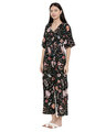 Shop Women's Floral Shrubs Black Slit Jumpsuit-Design