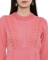 Shop Laced Coral Pink Tiered Skater Dress For Women's