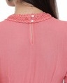 Shop Laced Coral Pink Tiered Skater Dress For Women's