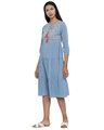 Shop Women's Blue Pixel Flowers Tiered Dress-Design