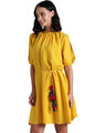 Shop Women's Yellow Slit Sleeve H Line Dress-Back