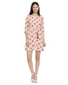 Shop Wild Forest Printed Pink A-Shaped Dress For Women's
