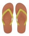 Shop Men's Banana Leaf Light Red Yellow Flip Flops-Front