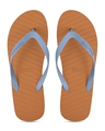Shop Women's Banana Leaf Dark Orange Blue Flip Flops-Front