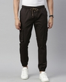 Shop Men's Black Cotton Slim Fit Trousers-Front