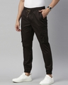 Shop Men's Black Cotton Slim Fit Trousers-Full