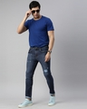 Shop Men's Blue Cotton Slim Fit Highly Distressed Jeans