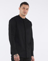 Shop Classic Black Side Buttoned Mandarin Collar Shirt-Front