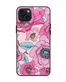 Shop Classy Pink Bloom Premium Glass Case for Apple iPhone 15 Plus (Shock Proof, Scratch Resistant)-Front