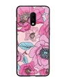 Shop Classy Pink Bloom Premium Glass Case for OnePlus 7 (Shock Proof, Scratch Resistant)-Front