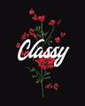 Shop Classy Red Flowers Half Sleeve T-Shirt Black