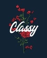 Shop Classy Red Flowers Round Neck 3/4th Sleeve T-Shirt Navy Blue