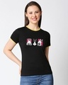 Shop Women's Black Click Bugs Graphic Printed Slim Fit Rib T-shirt-Front