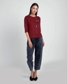Shop Climbing pocket panda 3/4th Sleeve Slim Fit T-Shirt Scarlet Red-Full