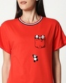 Shop Climbing pocket panda Boyfriend Varsity Rib H/S T-Shirt-Front
