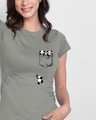 Shop Women's Grey Climbing Pocket Panda Graphic Printed Slim Fit T-shirt-Front
