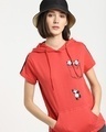 Shop Women's Red Climbing Pocket Panda Graphic Printed Hoodie T-shirt-Front