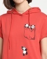 Shop Women's Red Climbing Pocket Panda Graphic Printed Hoodie T-shirt