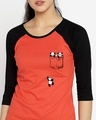 Shop Climbing Pocket Panda Round Neck 3/4 Sleeve Raglan T-Shirts-Front