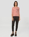 Shop Climbing pocket panda Round Neck 3/4 Sleeve T-Shirt Misty Pink-Full