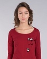 Shop Climbing Pocket Panda Scoop Neck Full Sleeve T-Shirt-Front