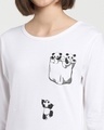 Shop Women's White Climbing Pocket Panda Graphic Printed T-shirt