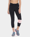 Shop Active Capri Tights With Printed Panel In Black-Front