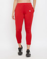 Shop Activewear Ankle Length Tights In Red-Front
