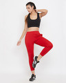 Shop Activewear Ankle Length Tights In Red-Full