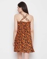 Shop Animal Print Short Night Dress In Brown   Crepe-Design