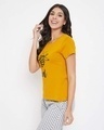Shop Bee Graphic Print & Text Print Top In Mustard   Cotton Rich-Design
