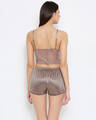 Shop Bralette With Shorts & Pyjama Set In Brown  Lace & Satin-Design