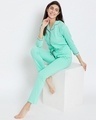 Shop Button Down Shirt & Pyjama Set In Light Green  100% Cotton