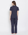 Shop Button Me Up Checked Shirt & Pyjama In Dark Blue  100% Cotton-Full