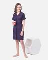 Shop Button Me Up Checked Sleep Dress In Navy   Cotton Rich-Full