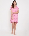 Shop Button Me Up Pretty Florals Short Night Dress In Light Pink   Rayon-Full