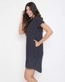 Shop Button Me Up Sassy Stripes Short Night Dress In Navy   Pure Cotton-Design